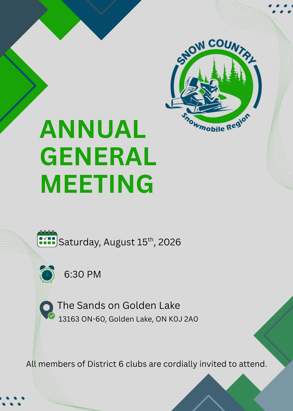 Snow Country Snowmobile Region - Annual General Meeting - August 15, 2026